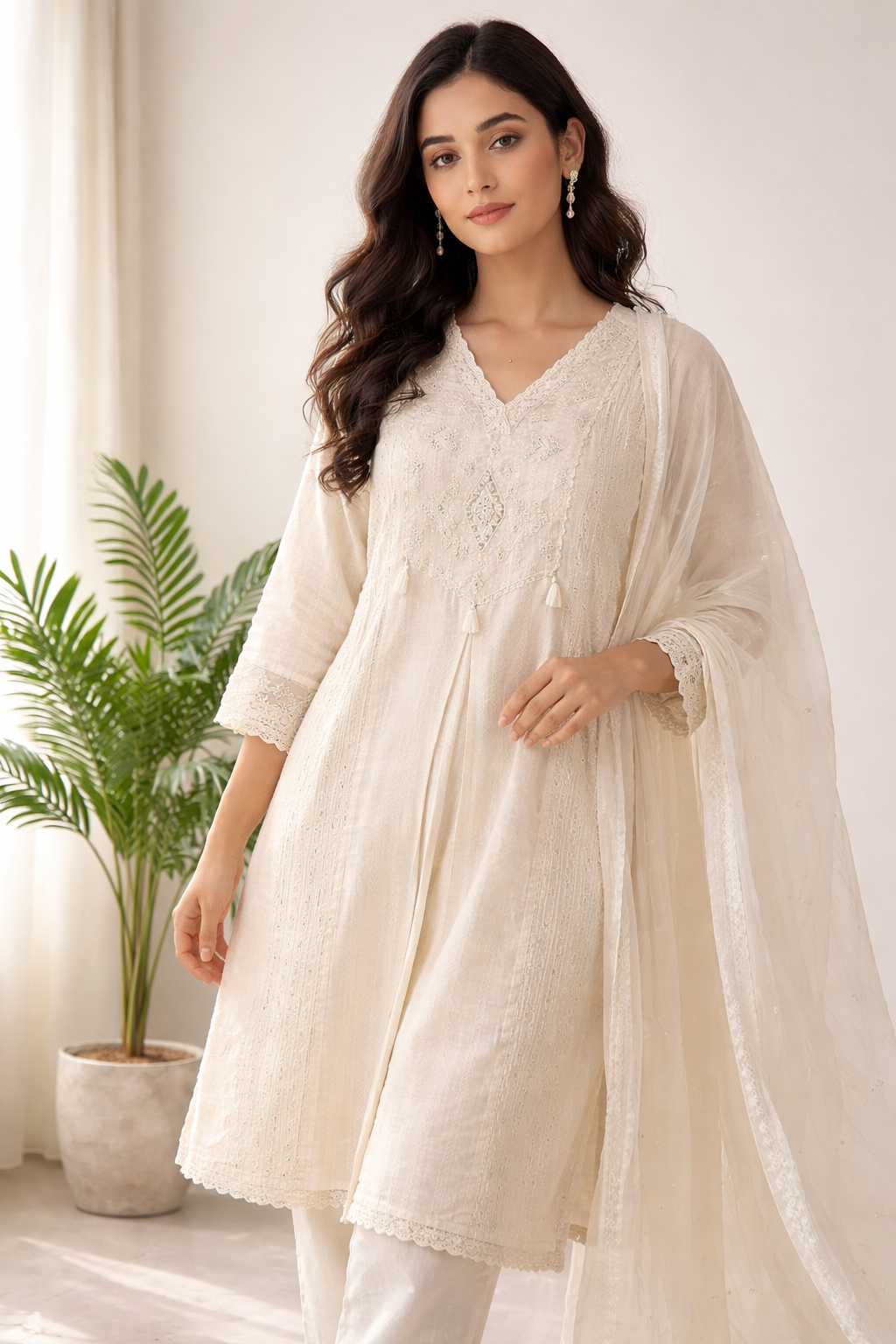 Noor-E-Ivory – Lucknowi Chikankari Suit Set