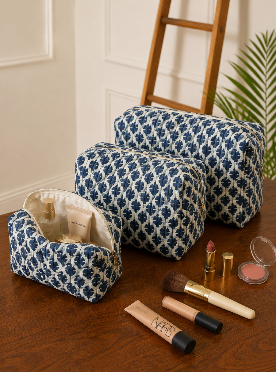 Neelbagh Handblock toiletry pouch set