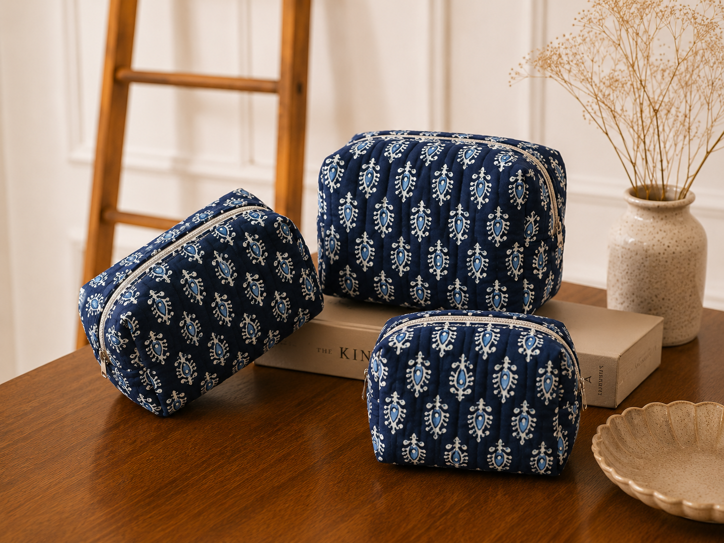 Neel Keri Hand Block Toiletry Pouch