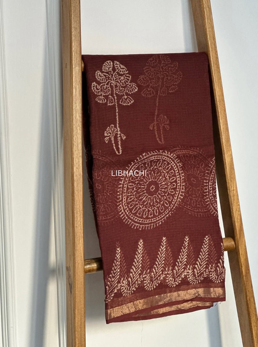 Ruhani Wine – Kota Doriya Saree