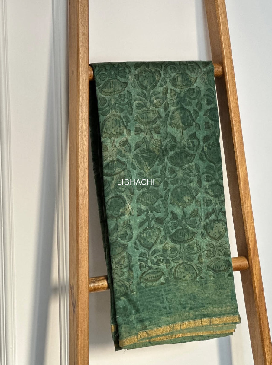 Zarqa Emerald – Silk Chanderi Saree