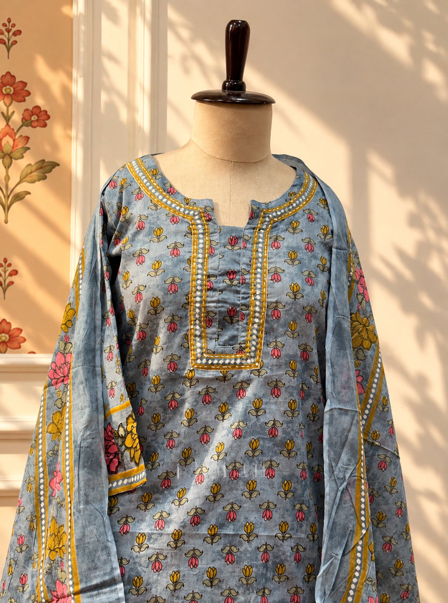 Gulbano — The Pure Mul Cotton Floral Skirt Set with Dupatta