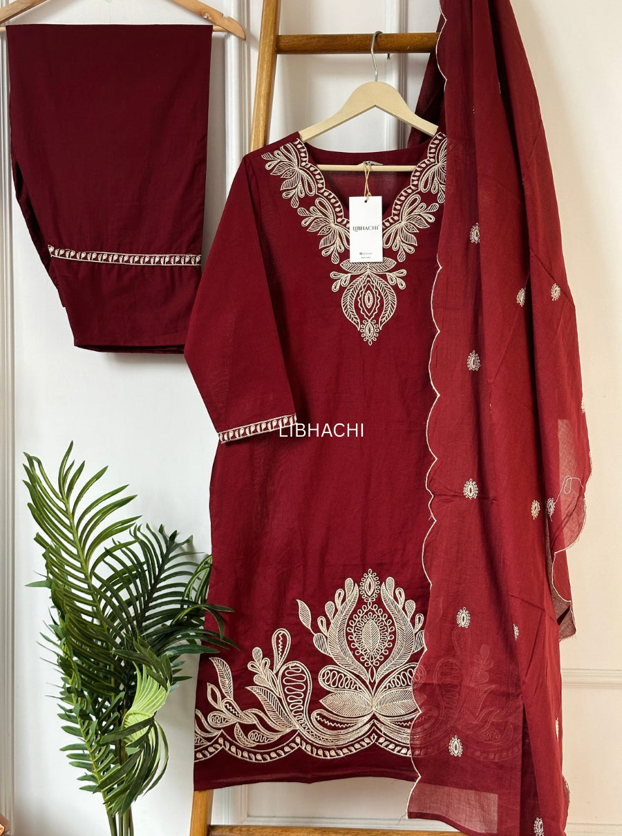 Mehrika Maroon Farshi Set