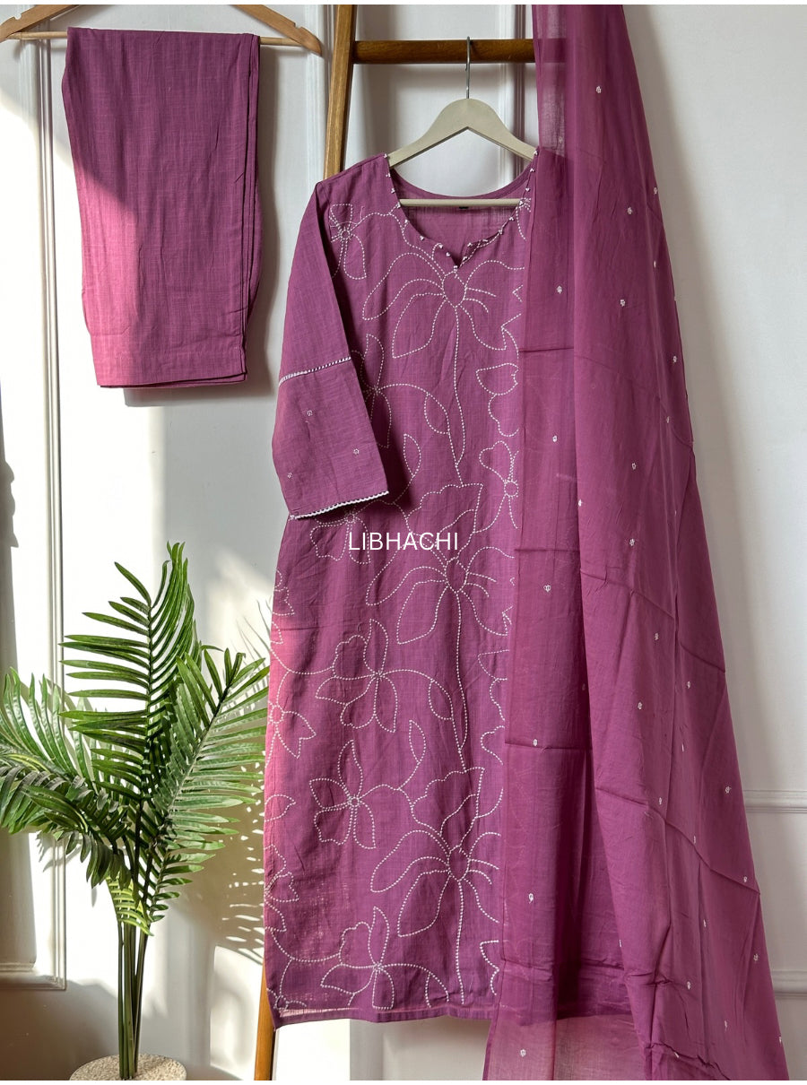 Linen three colour suit set