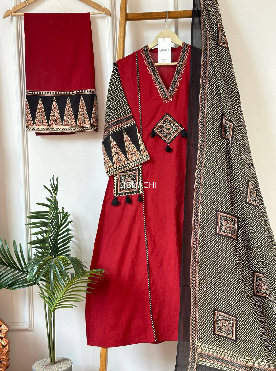 Rangriti ajrakh suit set