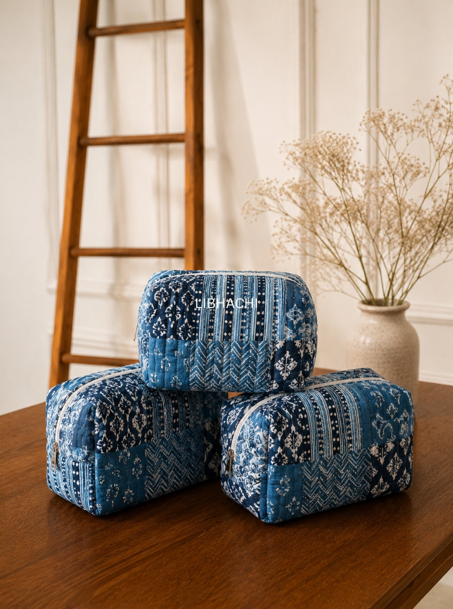 Patchwork Hand Block Toiletry Pouch