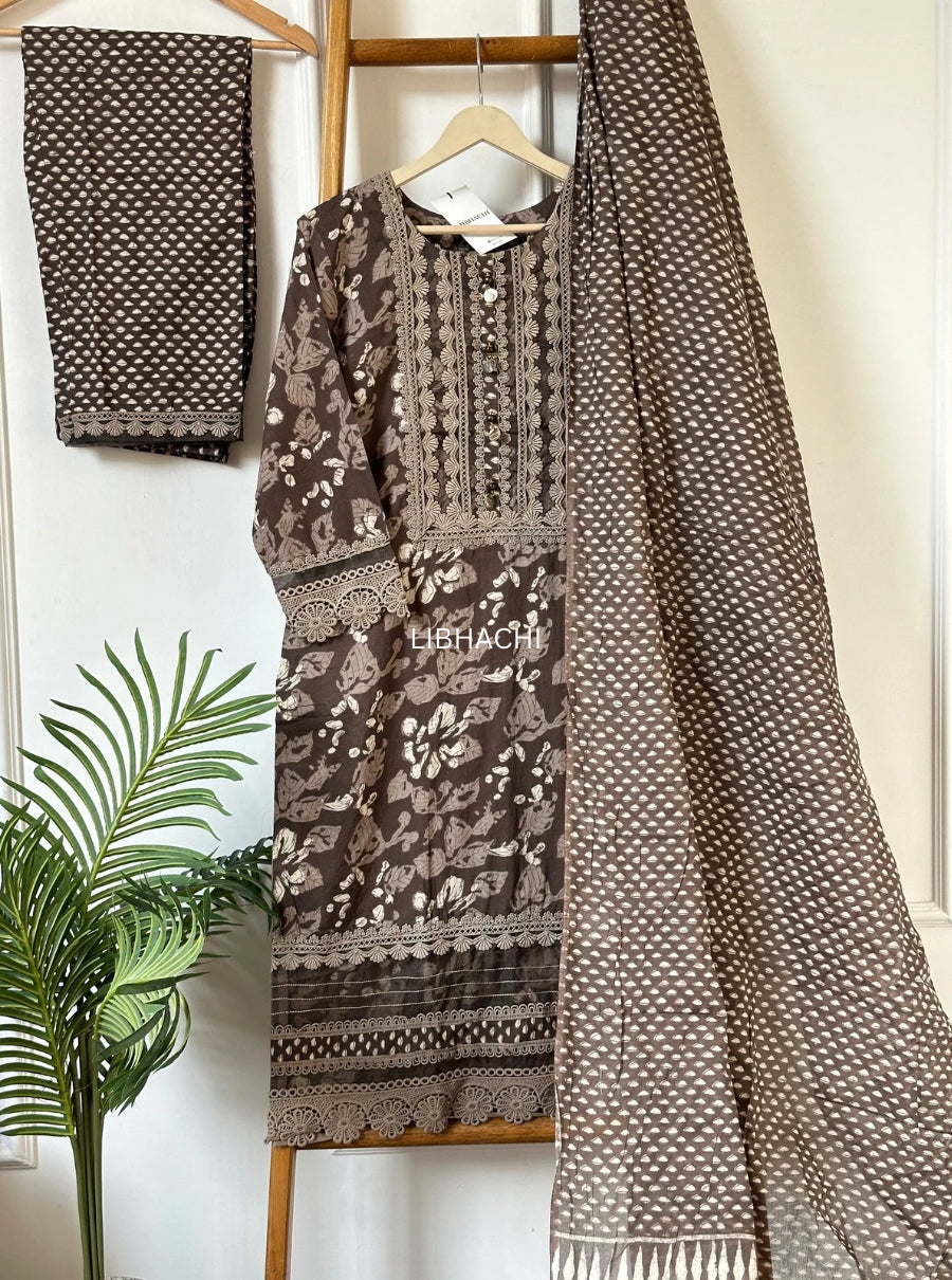 Mocha Handblock Suit Set