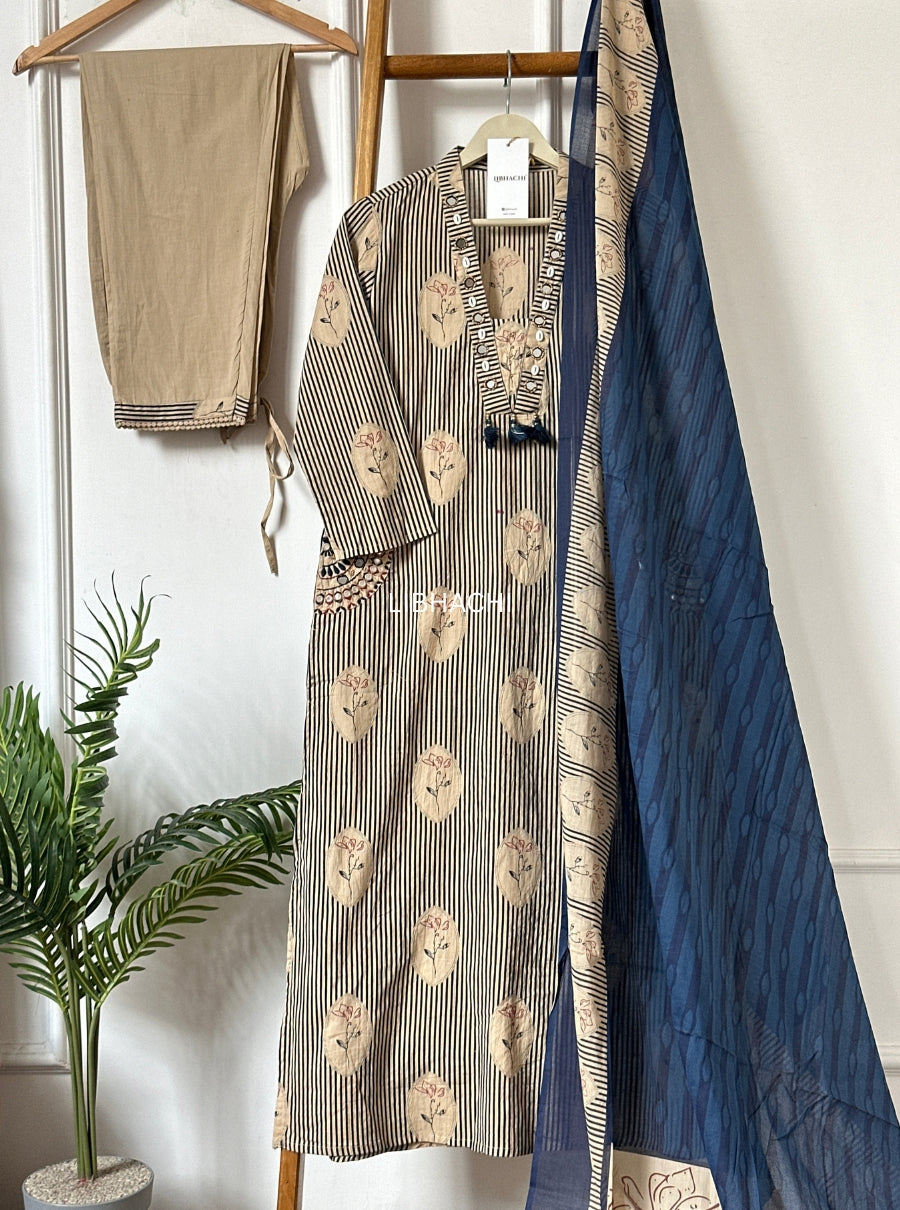 Ivory Muse embroidered Cotton Suit Set