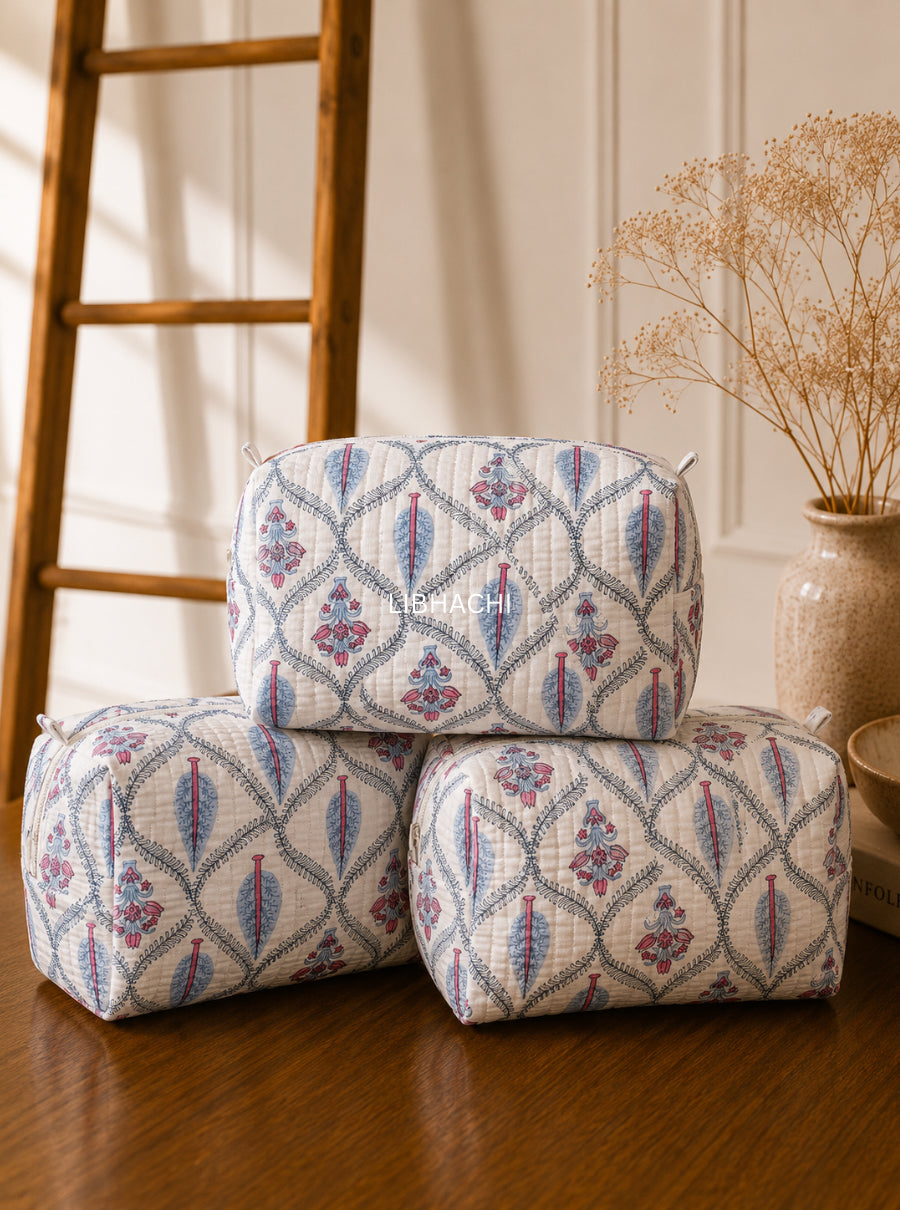 Soft Girl Hand-Block Toiletry Pouch
