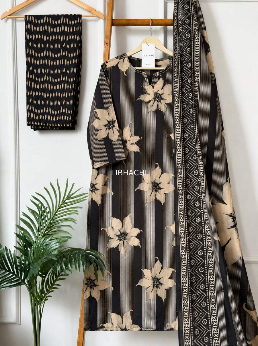 Noor Floral Stripe Suit Set