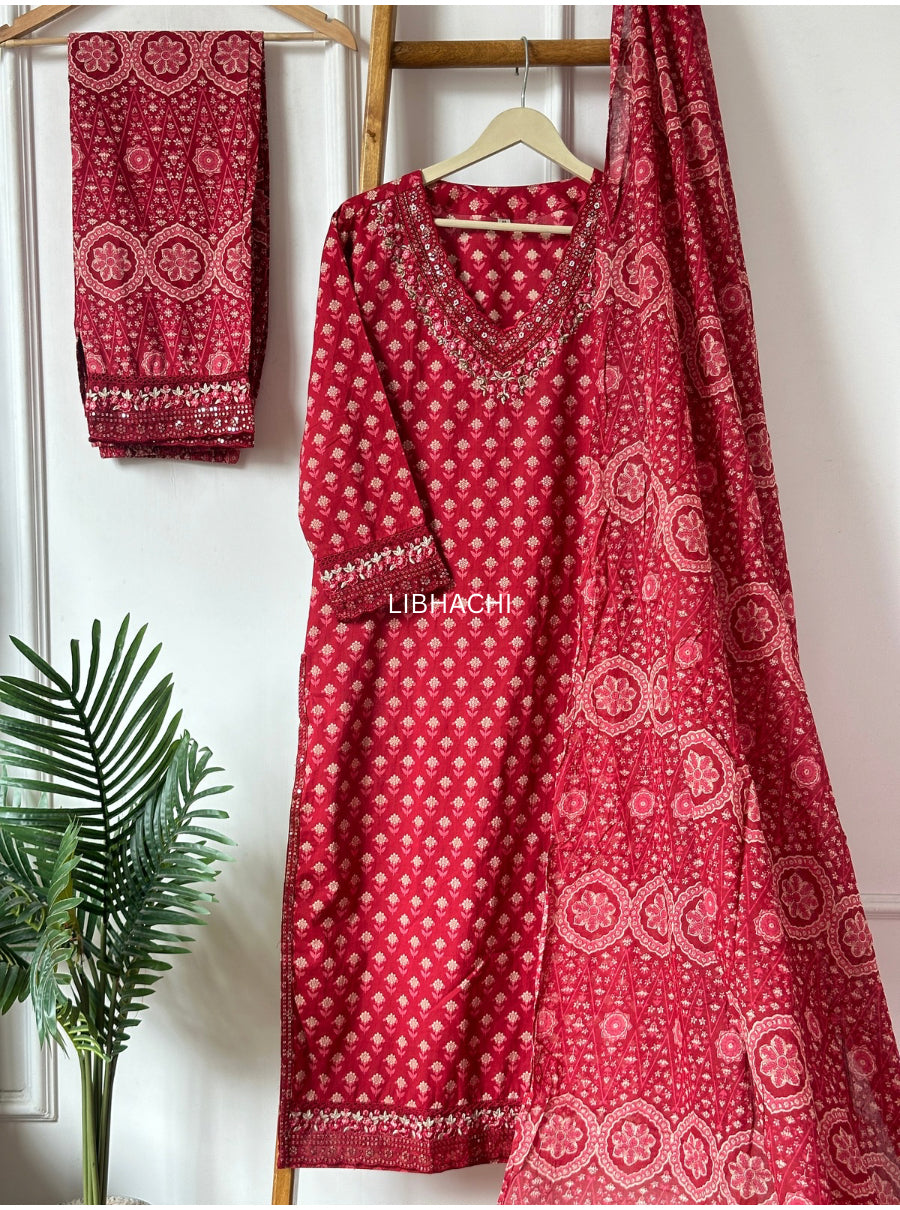 Mehr Buti Embroidered Suit Set