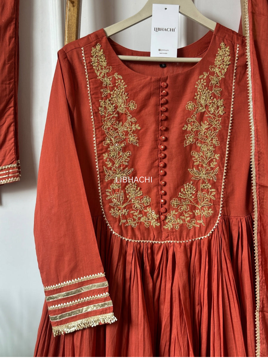 Cinnamon red and brown suit set