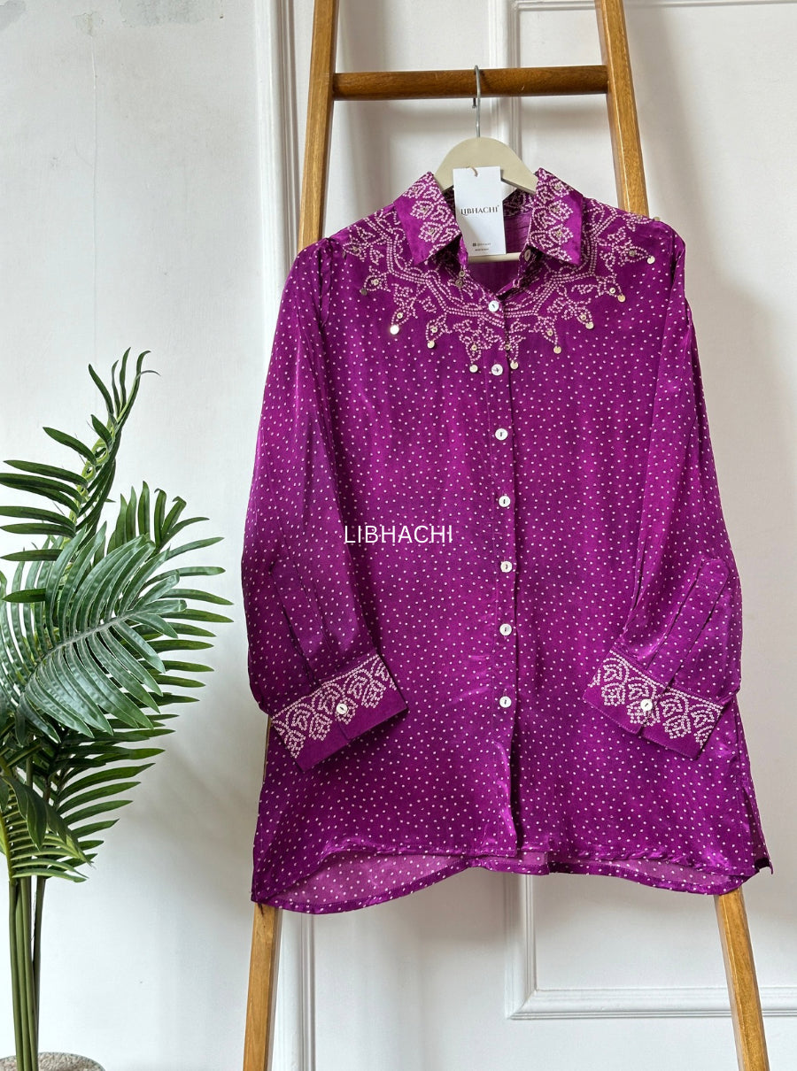 Zareen Silk Bandhani Shirt
