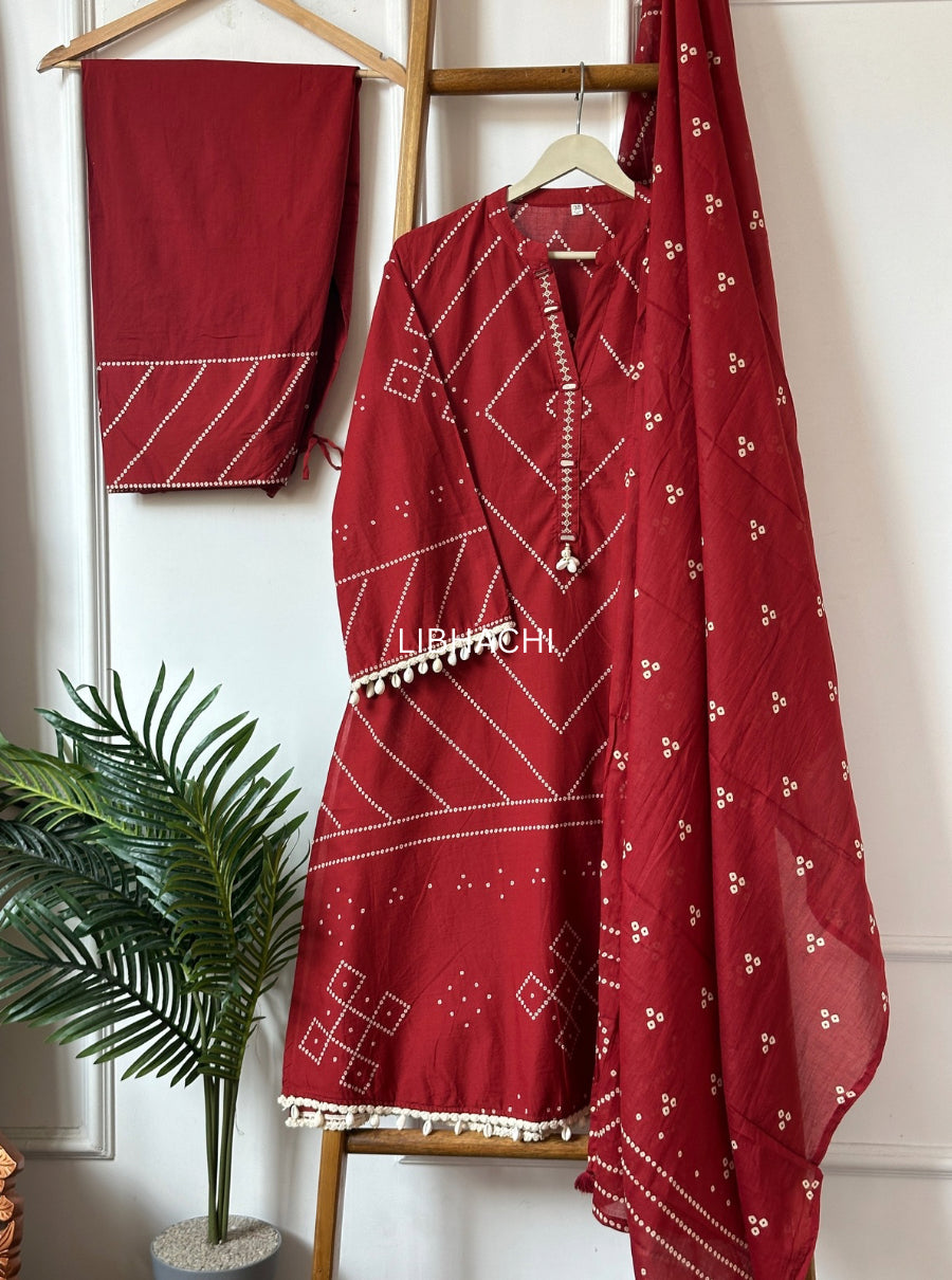 Bandhani farshi 3 colour