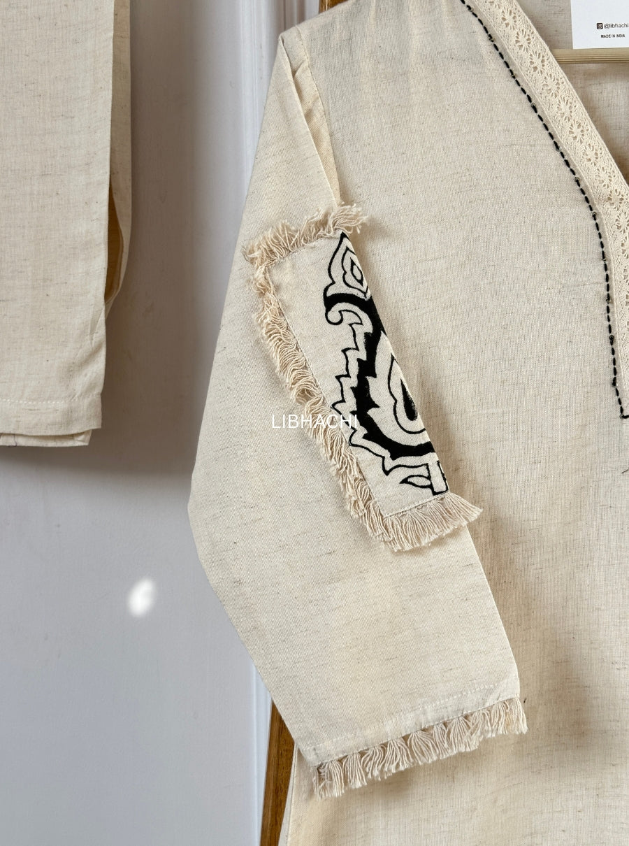 Ivory Hand-Block Printed Kurta Set