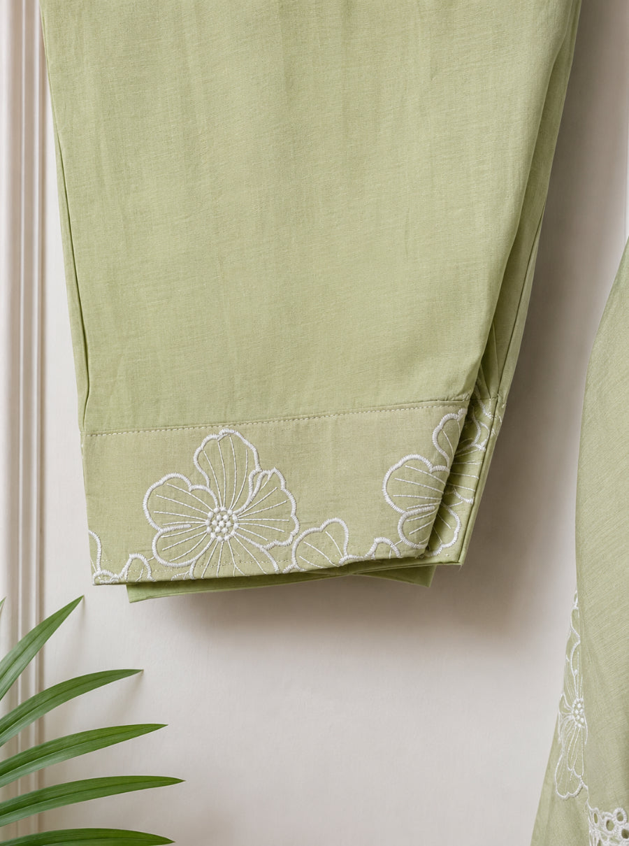 Lavender & Sage Garden Mul Chanderi Farshi Set