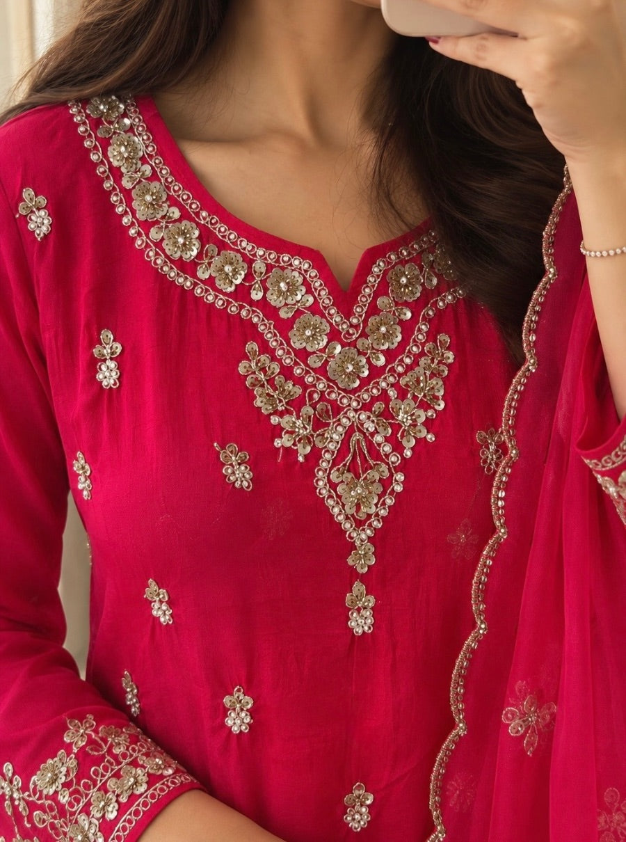 Gul-e-Rani — Rani Pink Embroidered Suit Set