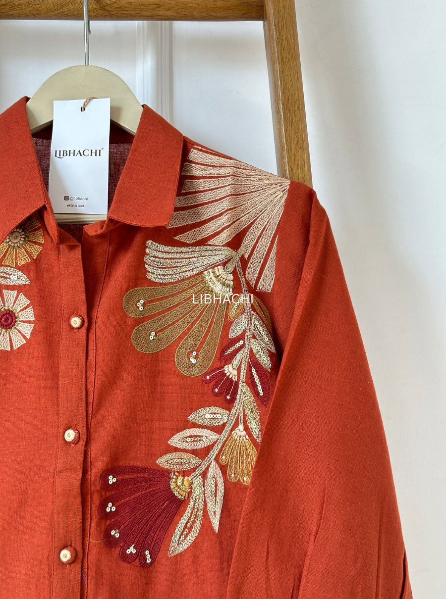 Rust Ember Embroidered Co-ord Set