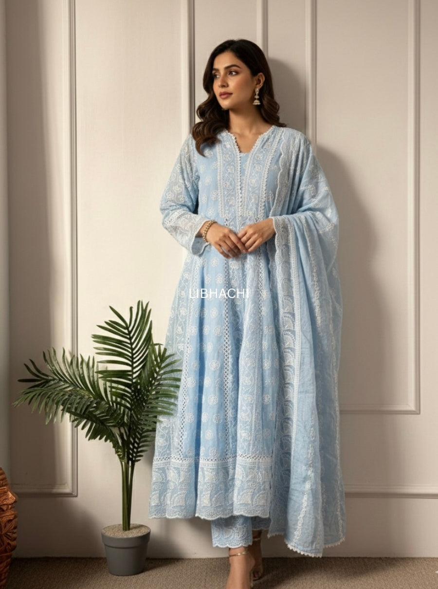 Ruhani Pastels – Lucknowi Chikankari Suit Set