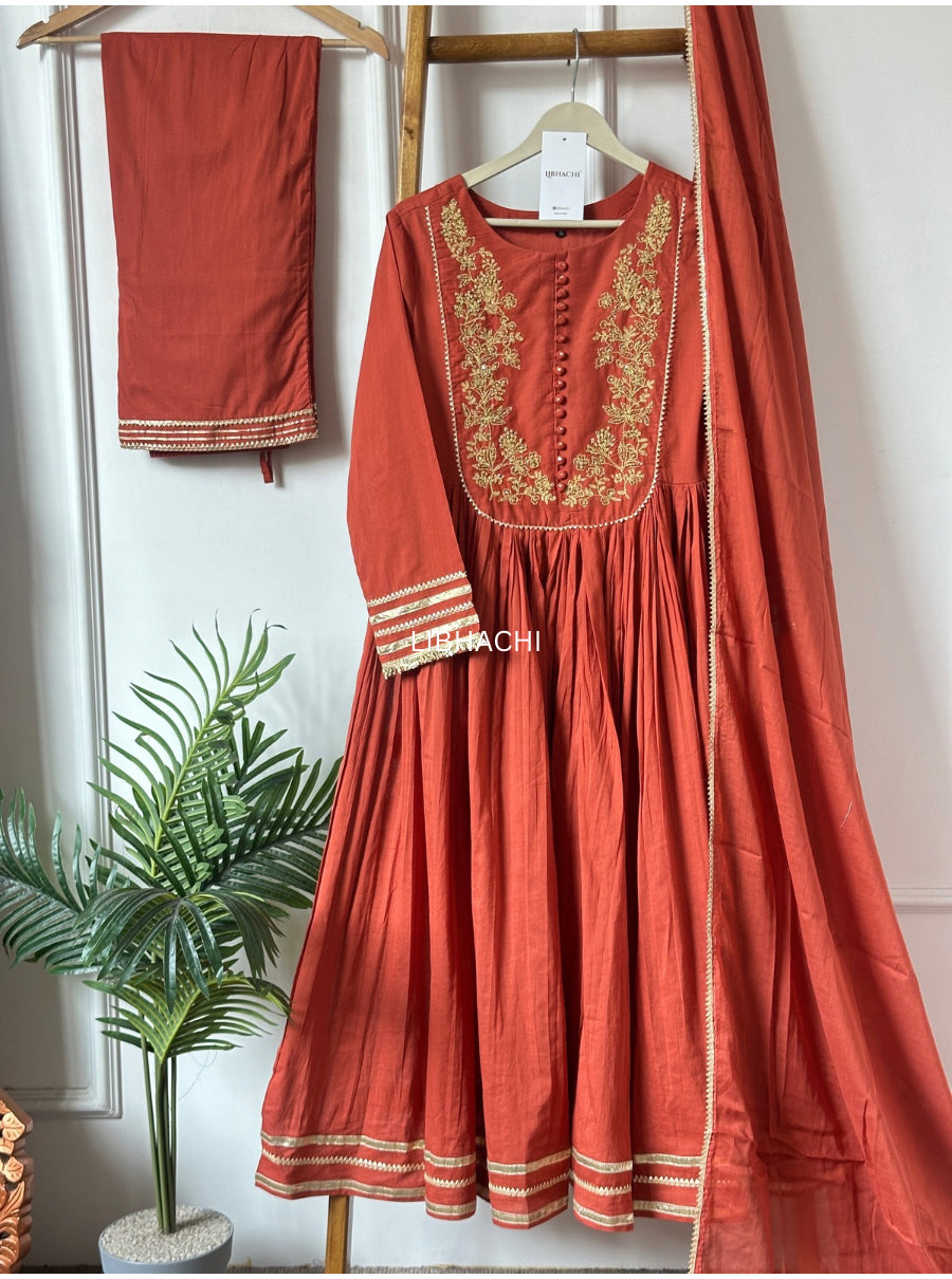 Cinnamon red and brown suit set