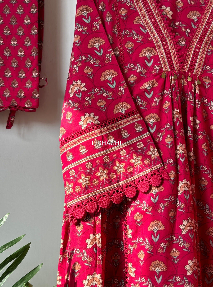 Pink Zariah Bloom Cotton Suit Set