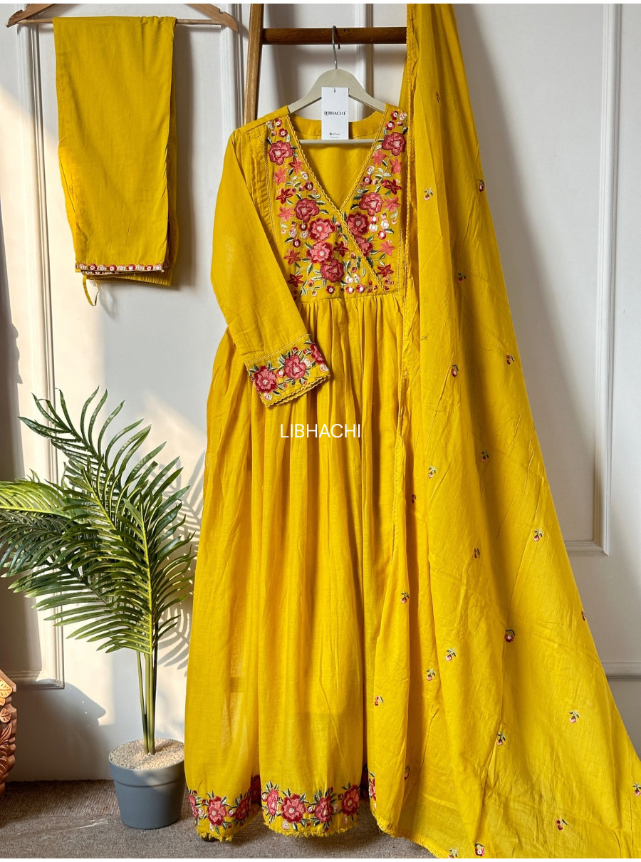 floral mul cotton anarkali