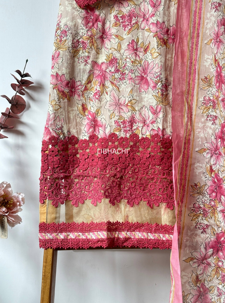 Sage green & rose pink pakistani suit set