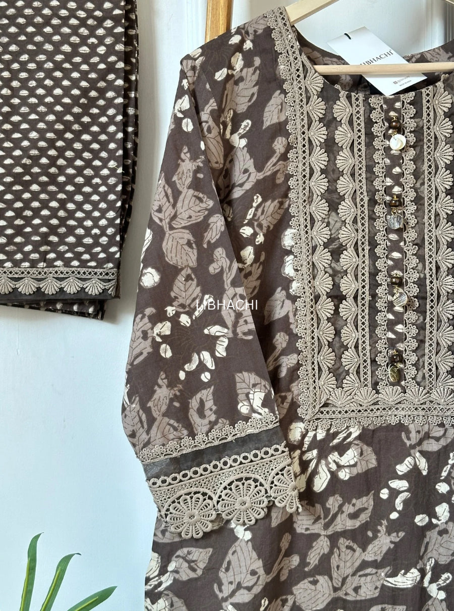 Mocha Handblock Suit Set