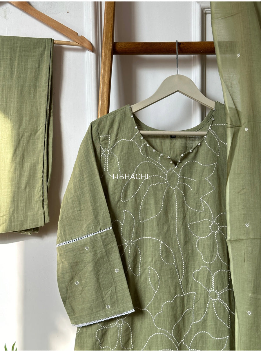 Linen three colour suit set
