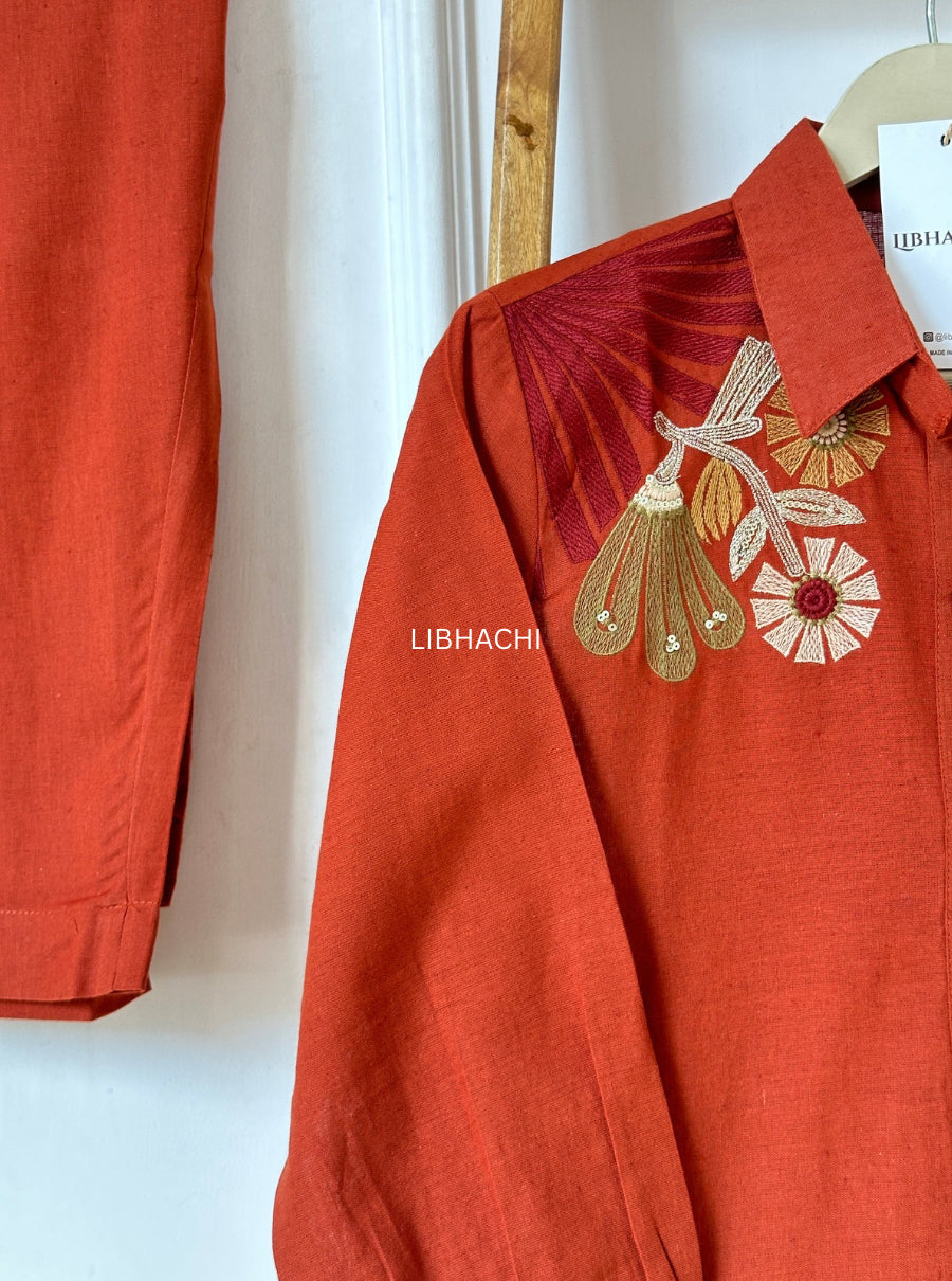 Rust Ember Embroidered Co-ord Set