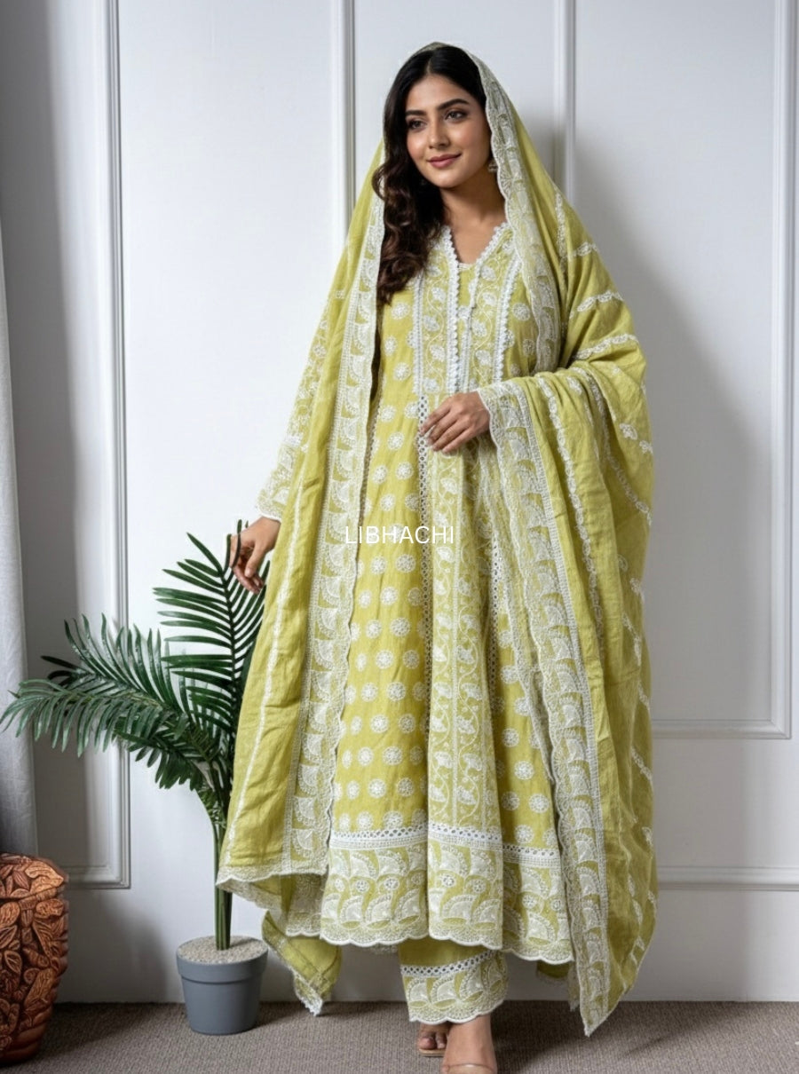 Ruhani Pastels – Lucknowi Chikankari Suit Set