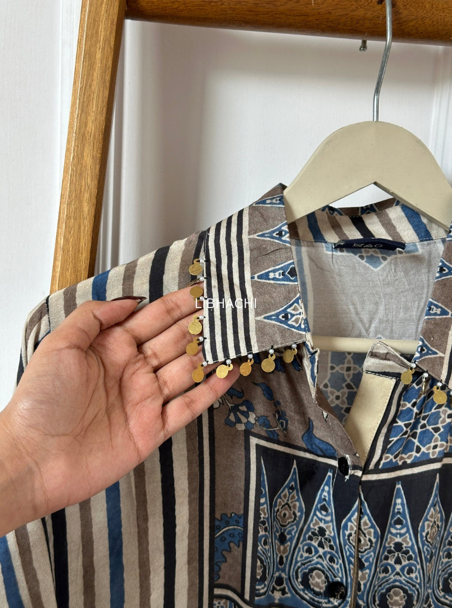 Ajrakh Printed Silk Tops