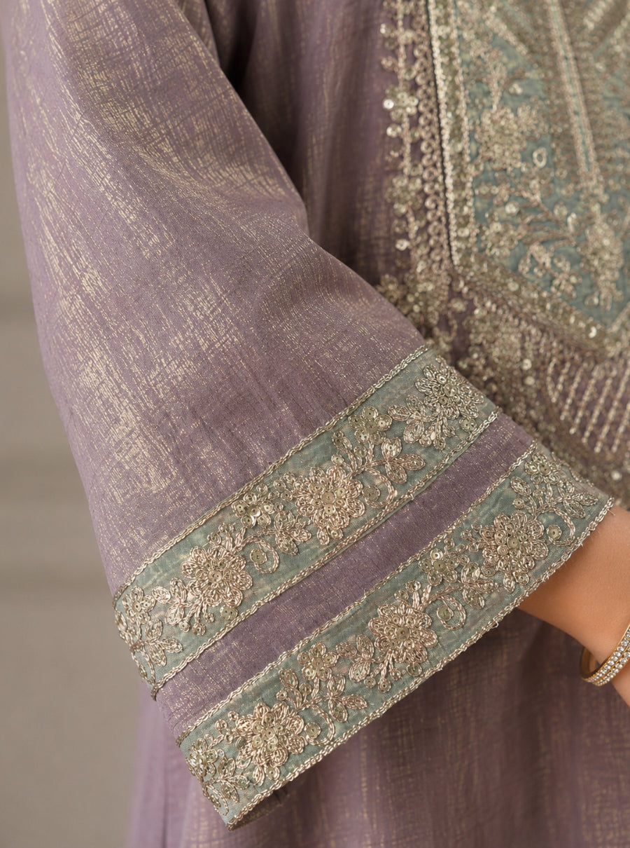 Kanchan Kundan Tissue Silk Embroidered Suit Set