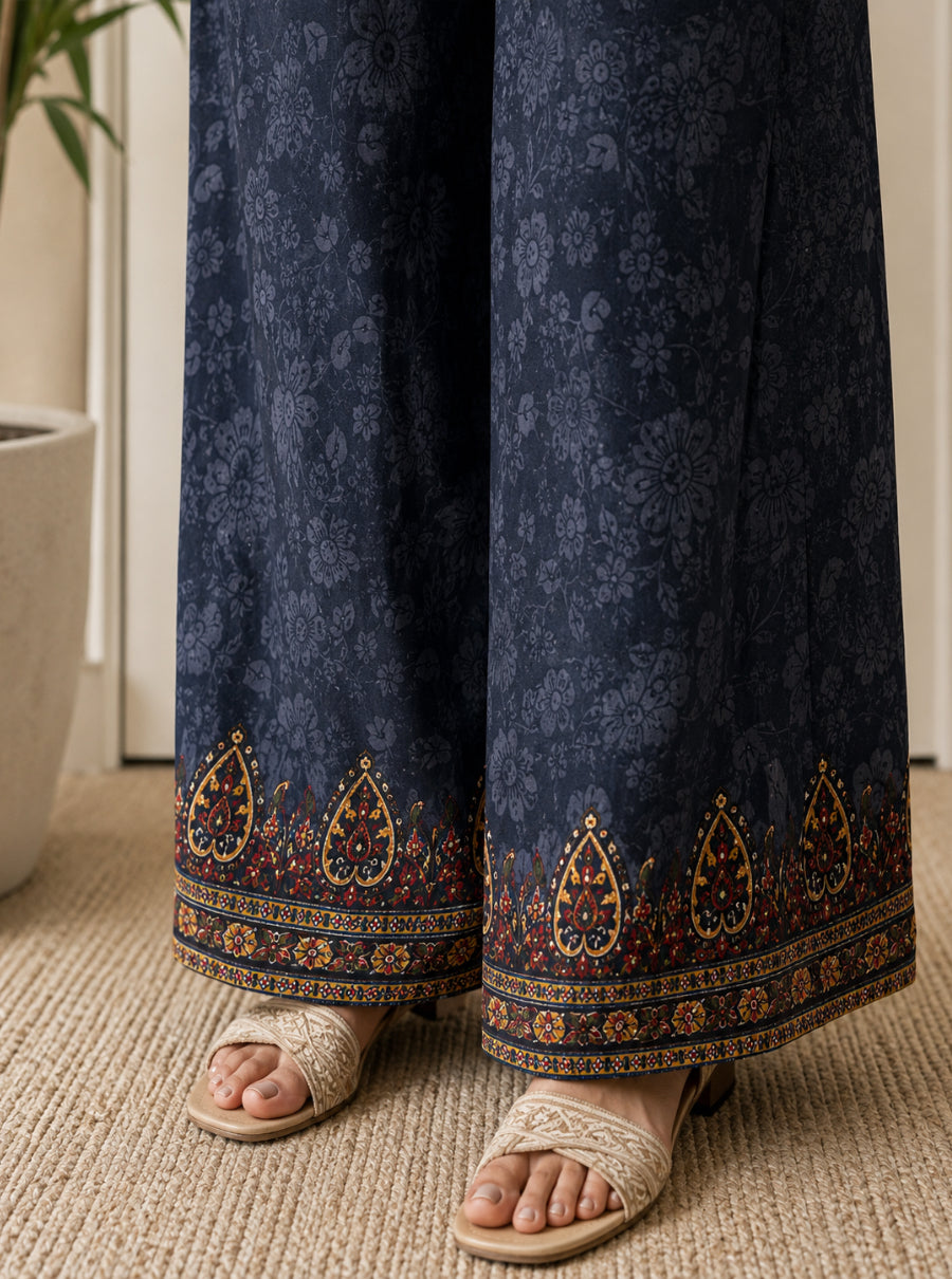 Indigo Paisley Crepe Co-ord Set