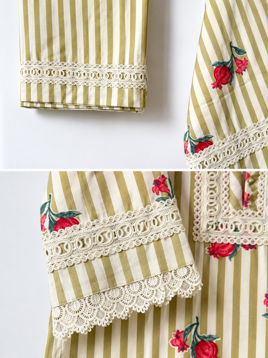 Olive & Pomegranate Lace Cotton Suit Set