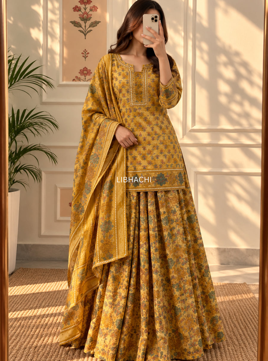 Gulbano — The Pure Mul Cotton Floral Skirt Set with Dupatta