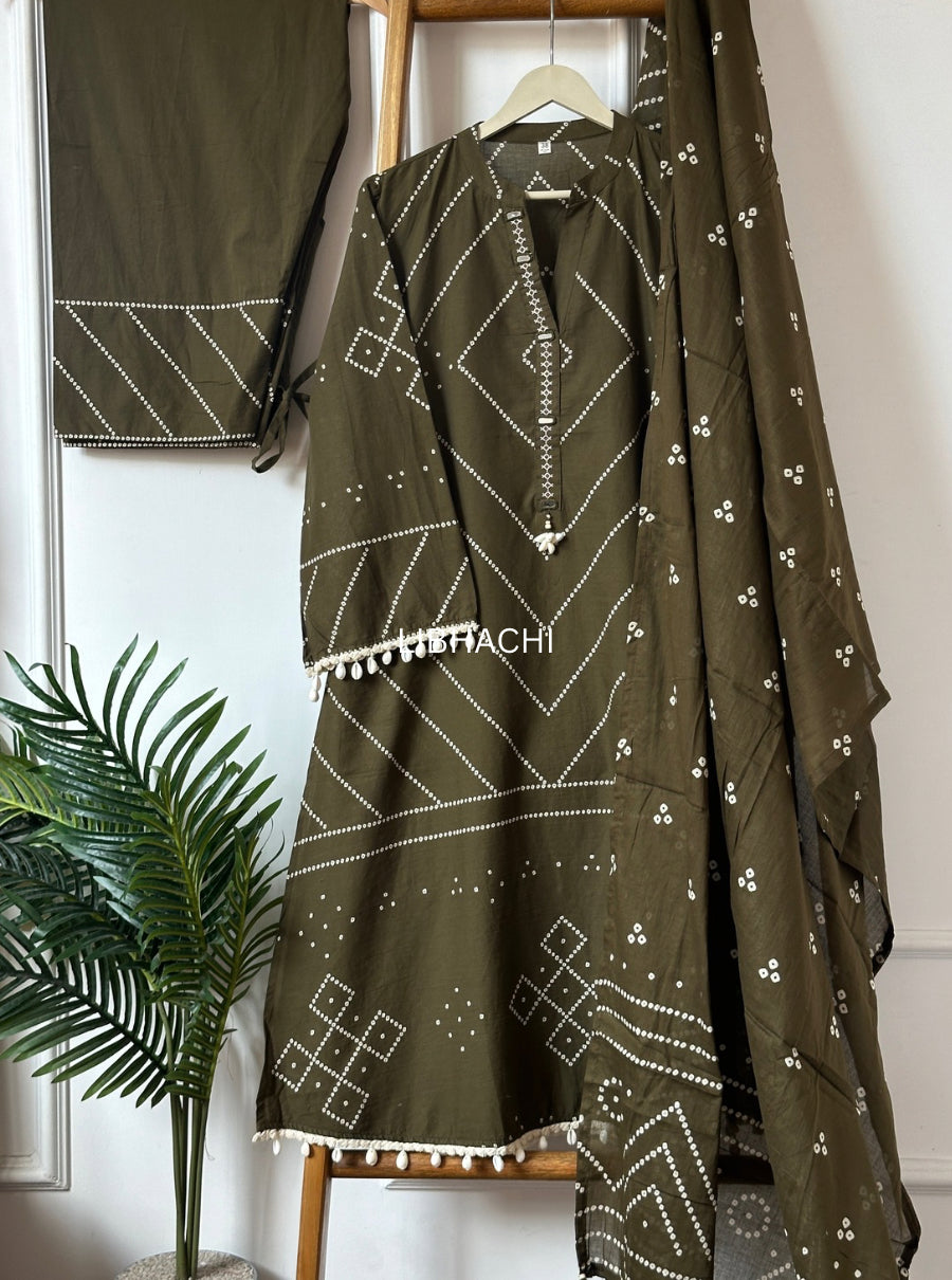 Bandhani farshi 3 colour