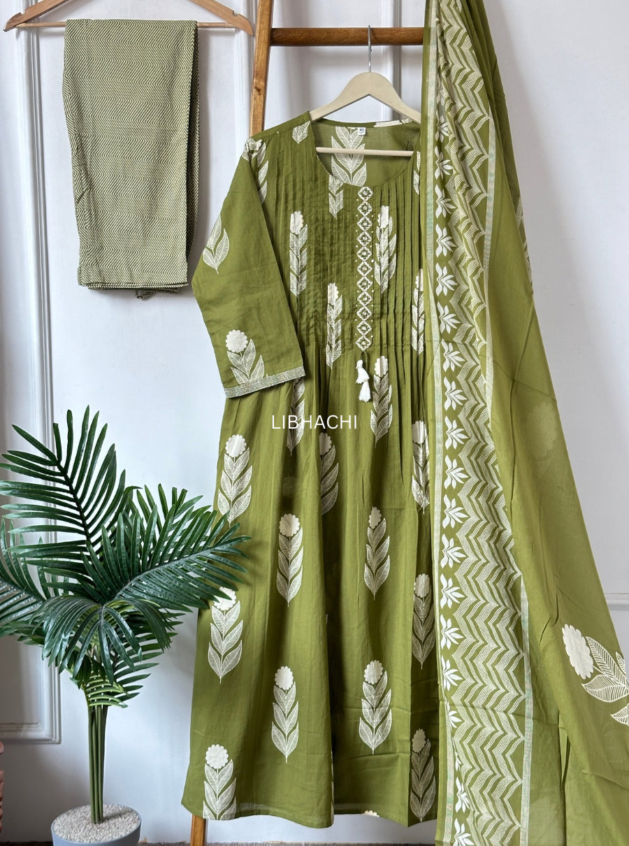 Vrinda Leaf Cotton Suit Set