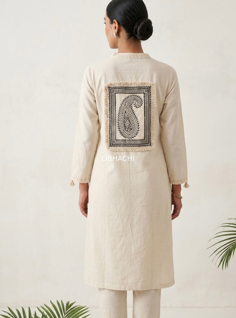 Ivory Hand-Block Printed Kurta Set
