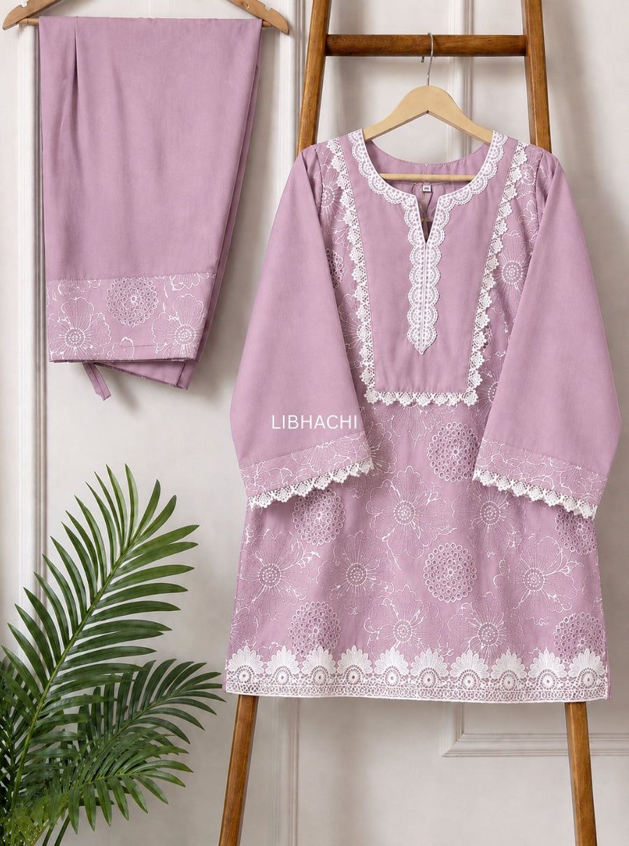 Lavender & Sage Garden Mul Chanderi Farshi Set