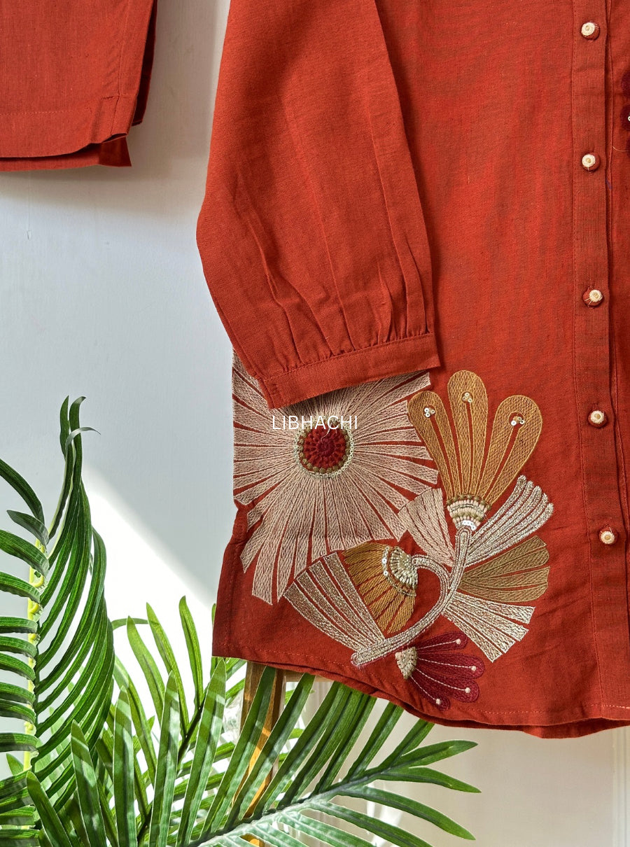 Rust Ember Embroidered Co-ord Set
