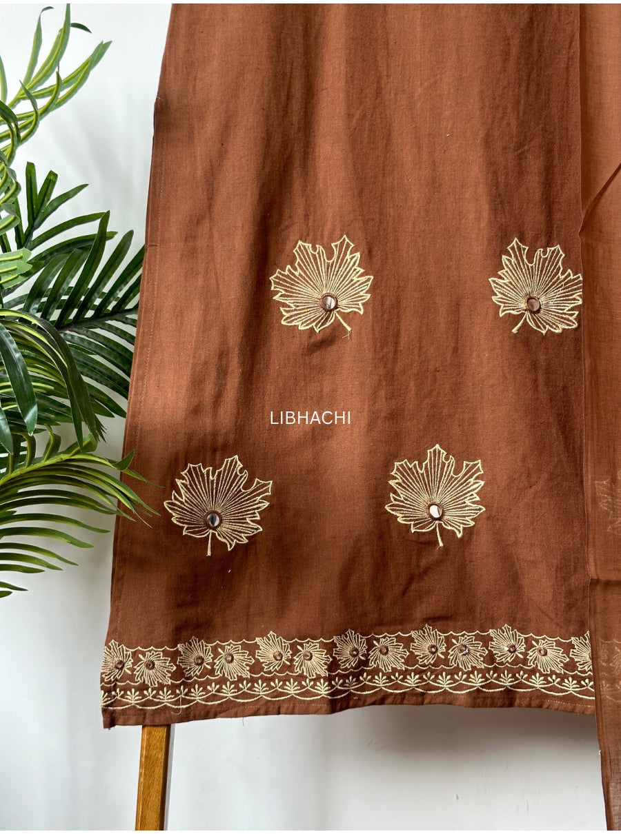 Embroidered Solid colour suit set