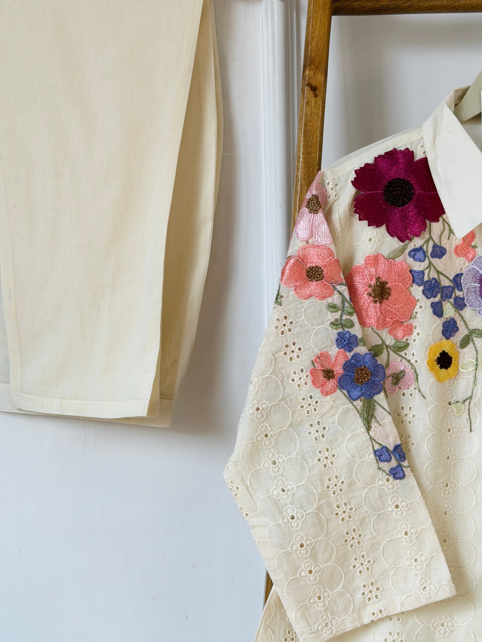 Floral Schiffli Co-ord Set