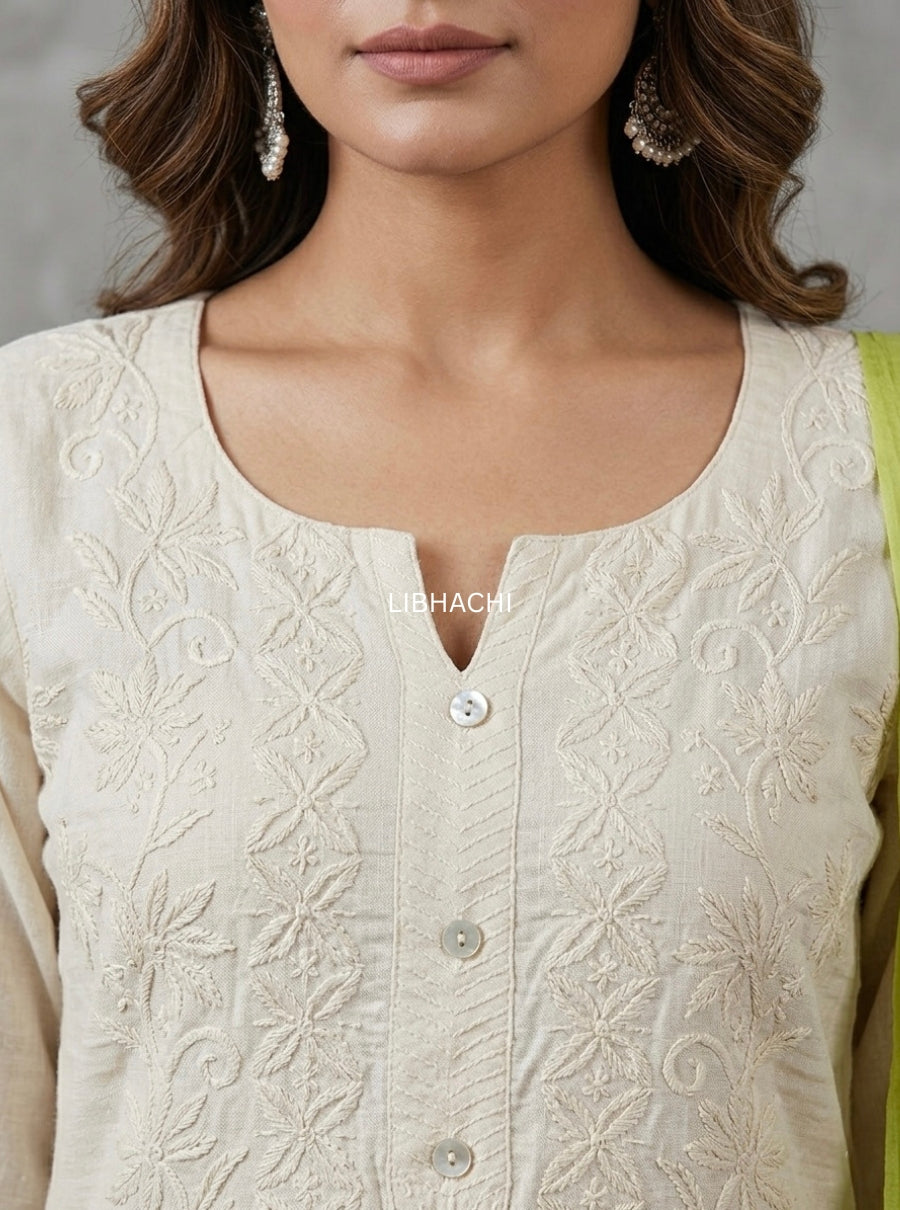 Ombre Chikankari Suit Set with Tie-Dye Dupatta