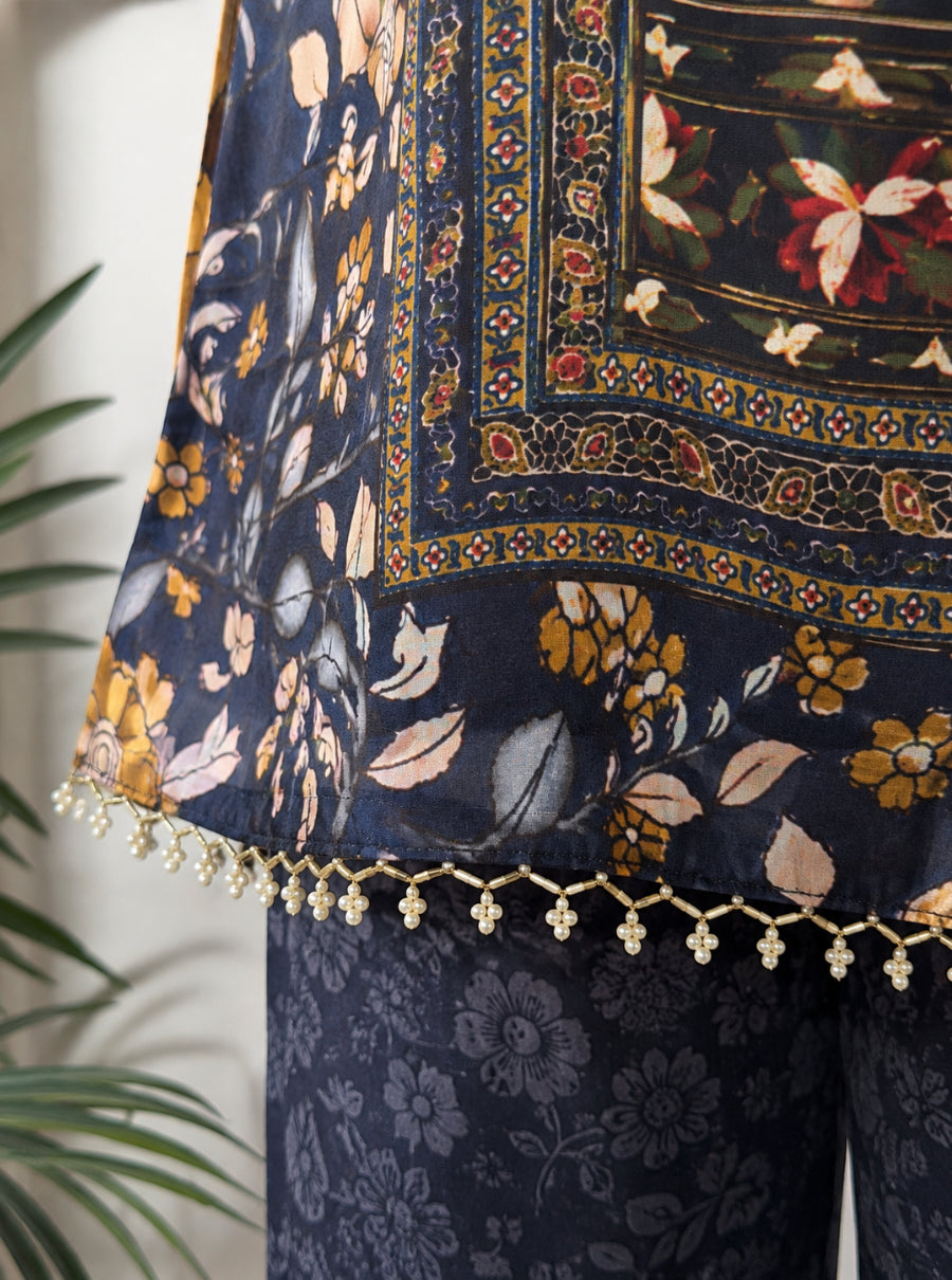 Indigo Paisley Crepe Co-ord Set