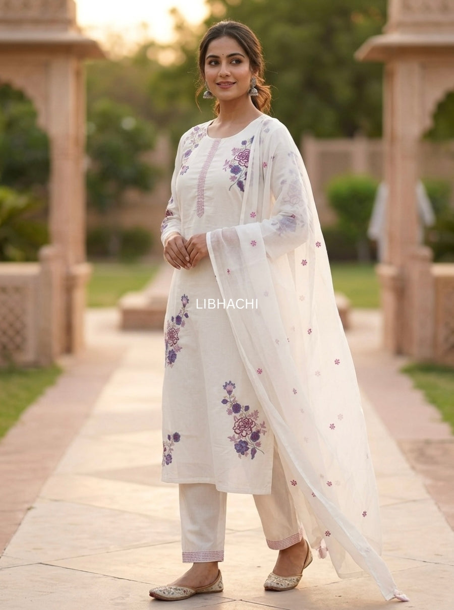 Blush Bloom Embroidered Kurta Set