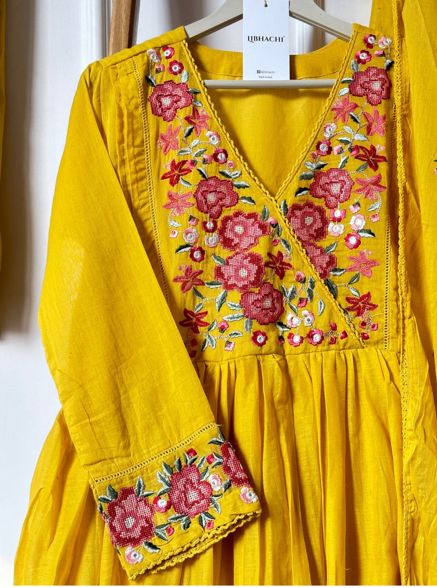 floral mul cotton anarkali
