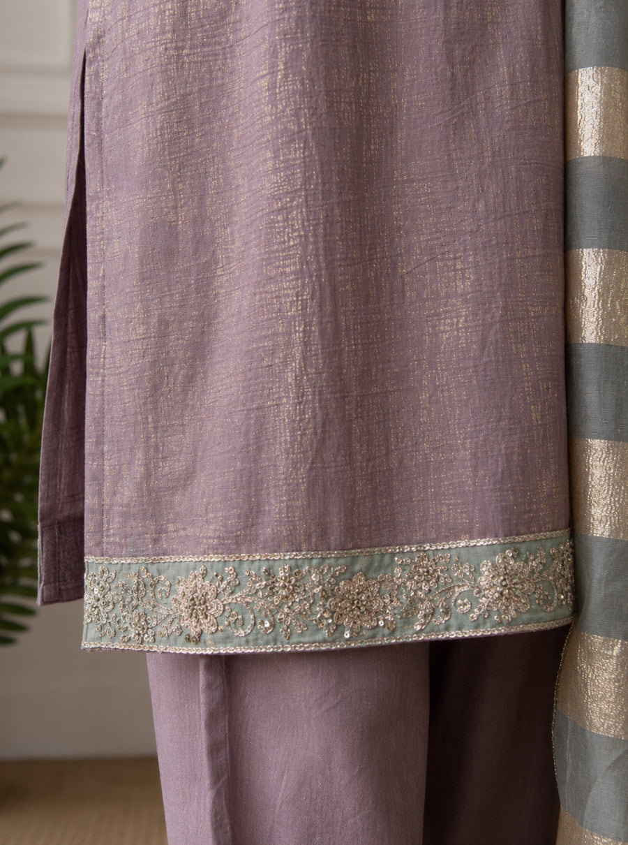Kanchan Kundan Tissue Silk Embroidered Suit Set