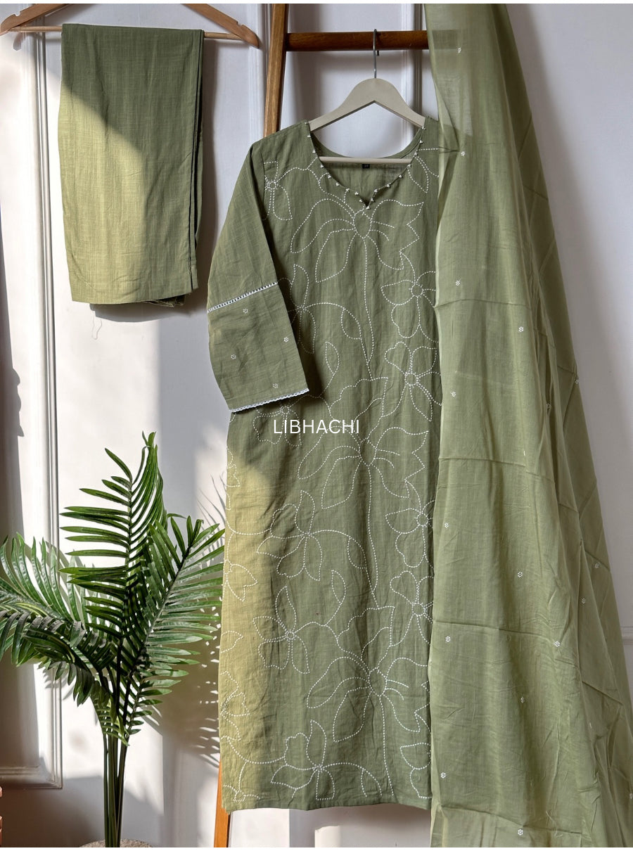 Linen three colour suit set