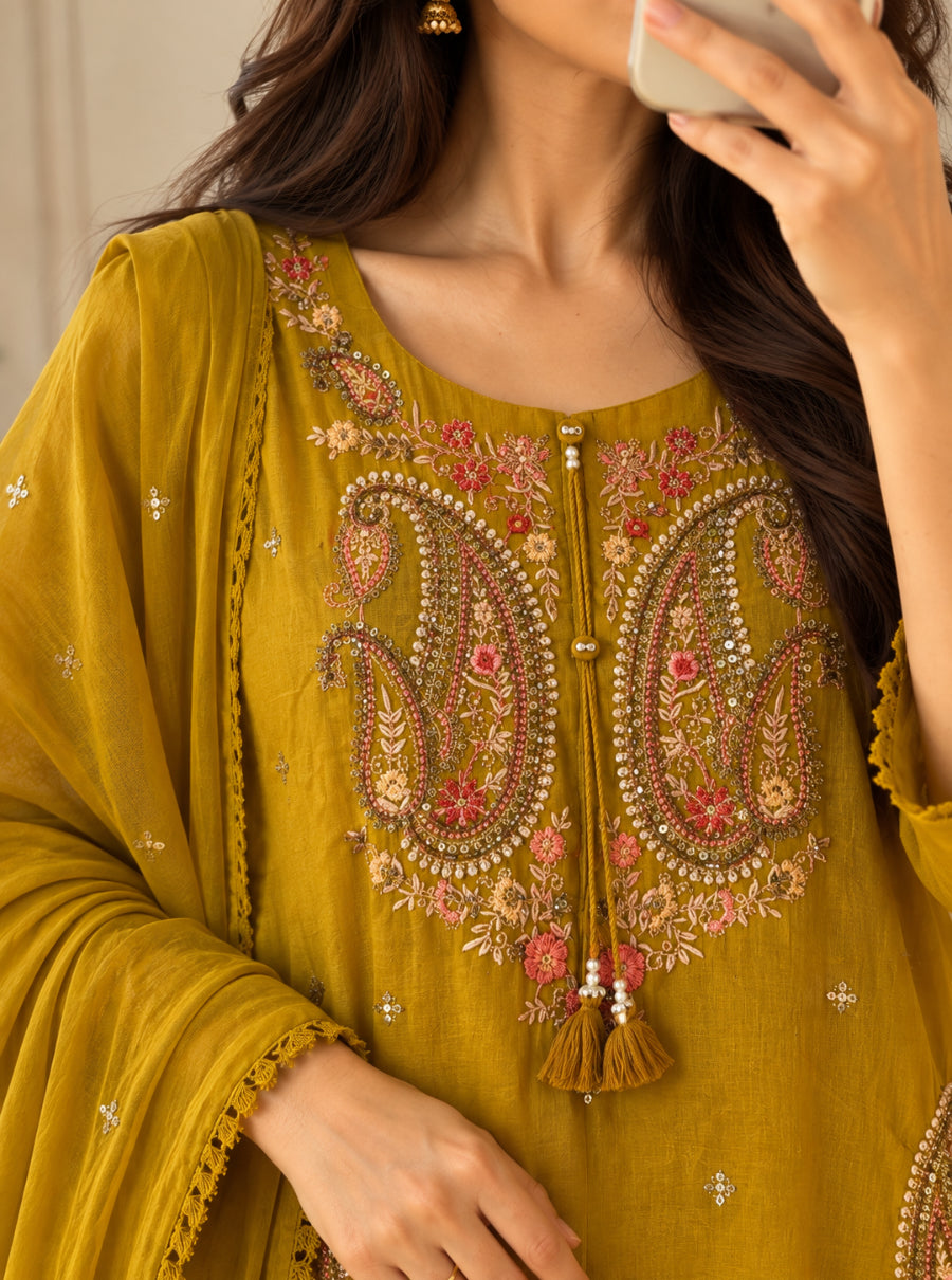 AARADHYA — The Festive Paisley Mul Cotton Suit Set